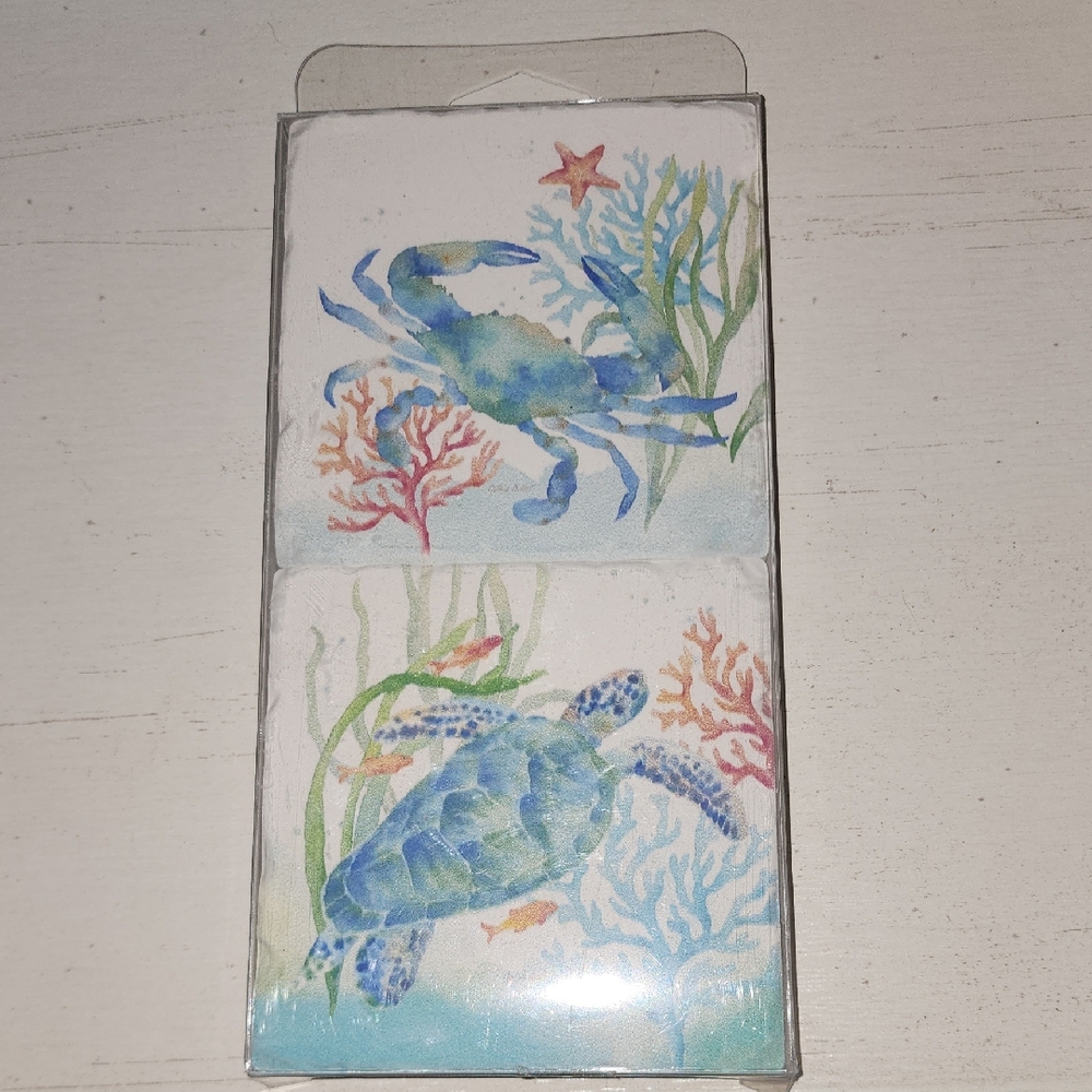 Hobby Lobby Sea Life Bath Towels - Blue and Green